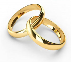 Photo of wedding rings intertwined